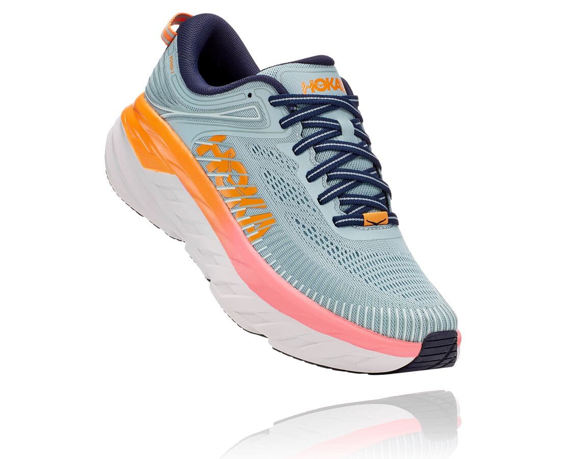 Pantofi De Mers Hoka One One Bondi 7 Dama - Albastri / Negrii | Romania YURP31582